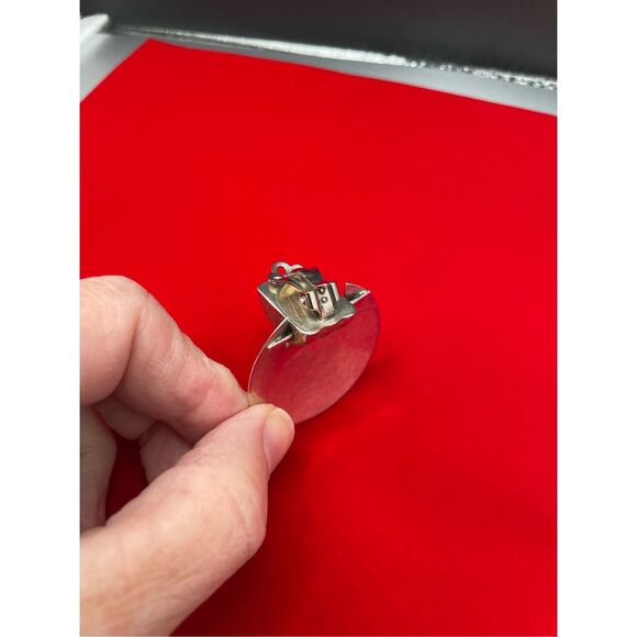 Vintage Mexican Sterling Silver & Onyx Clip On Modernist Earrings Signed TA60 - Picture 5 of 10